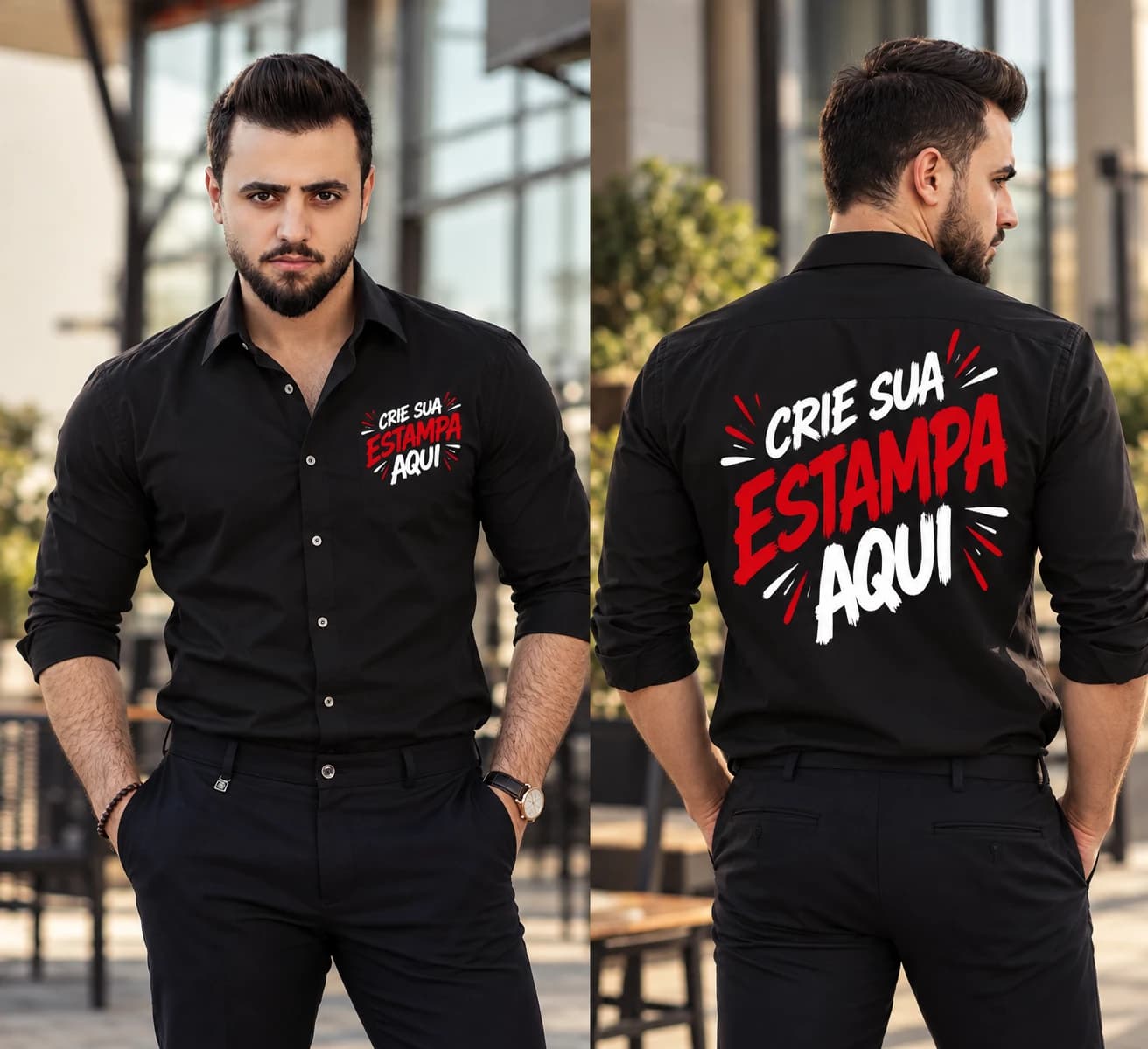 Pessoa vestindo camisa social azul