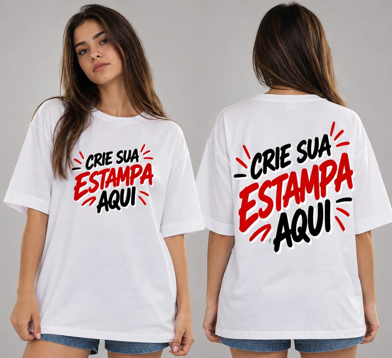 Mulher vestindo camiseta oversized branca lisa